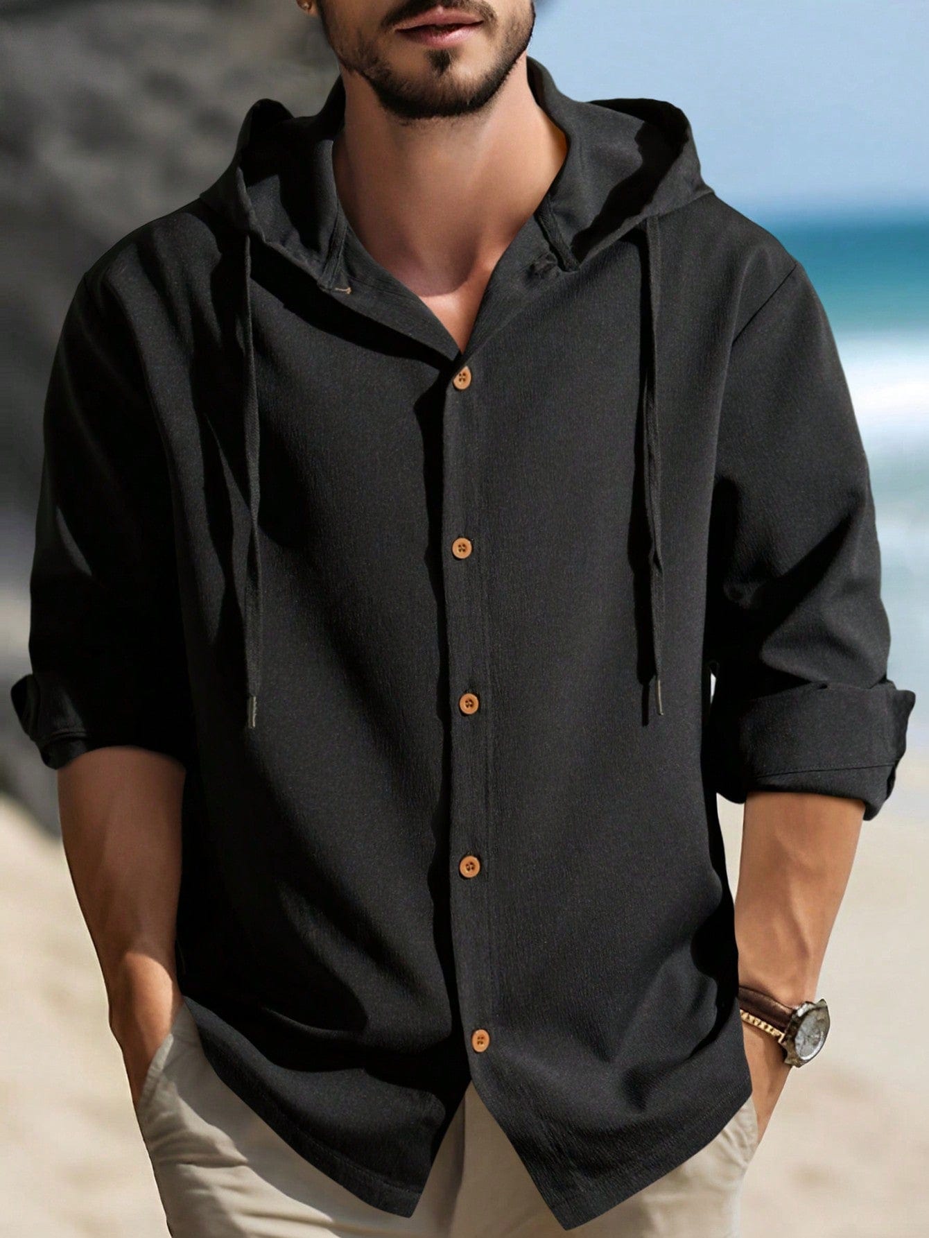 Claude|Chemise Capuche Unie Pour Homme