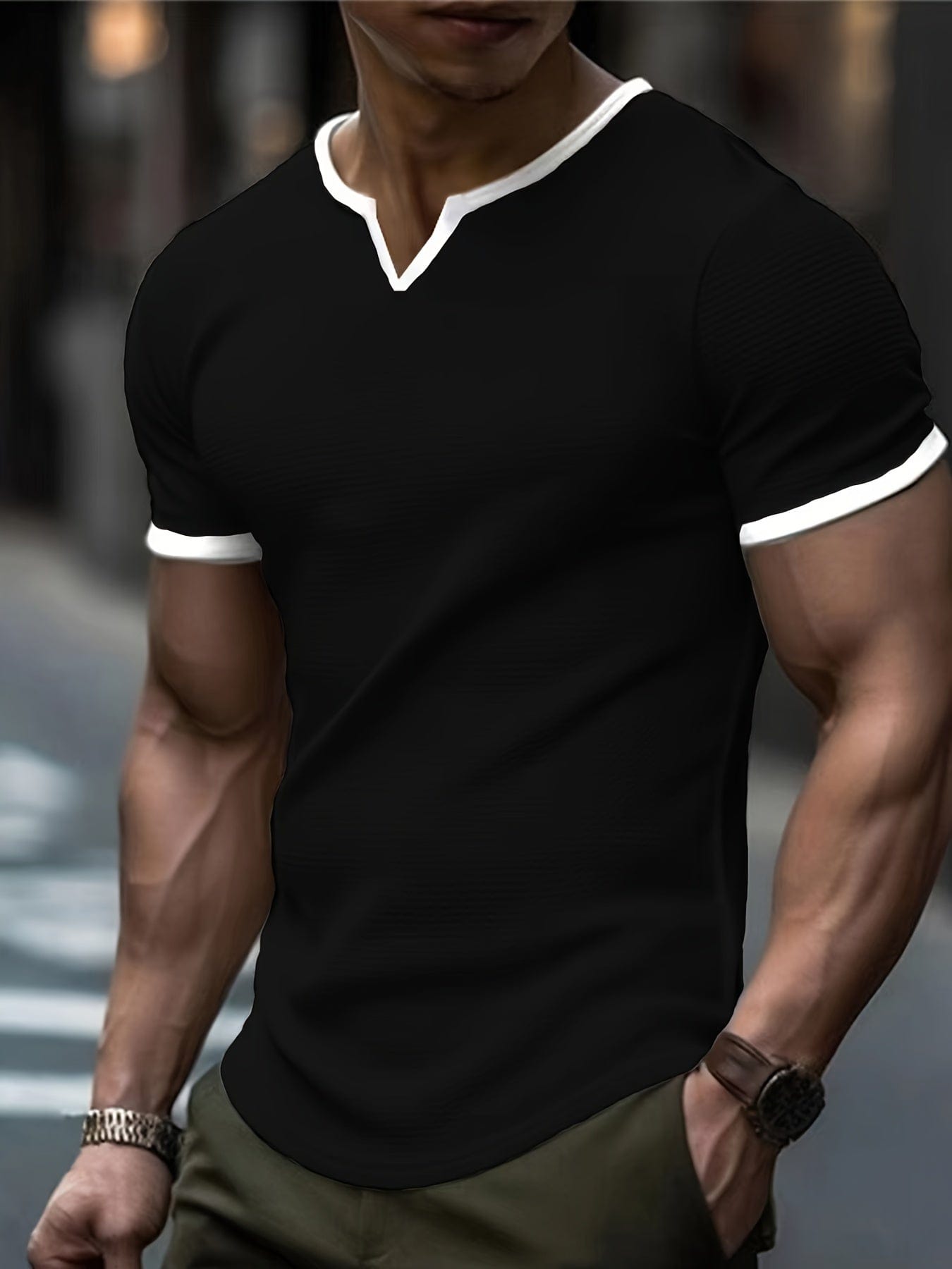 Steeve|T-shirts à manches courtes unis pour hommes