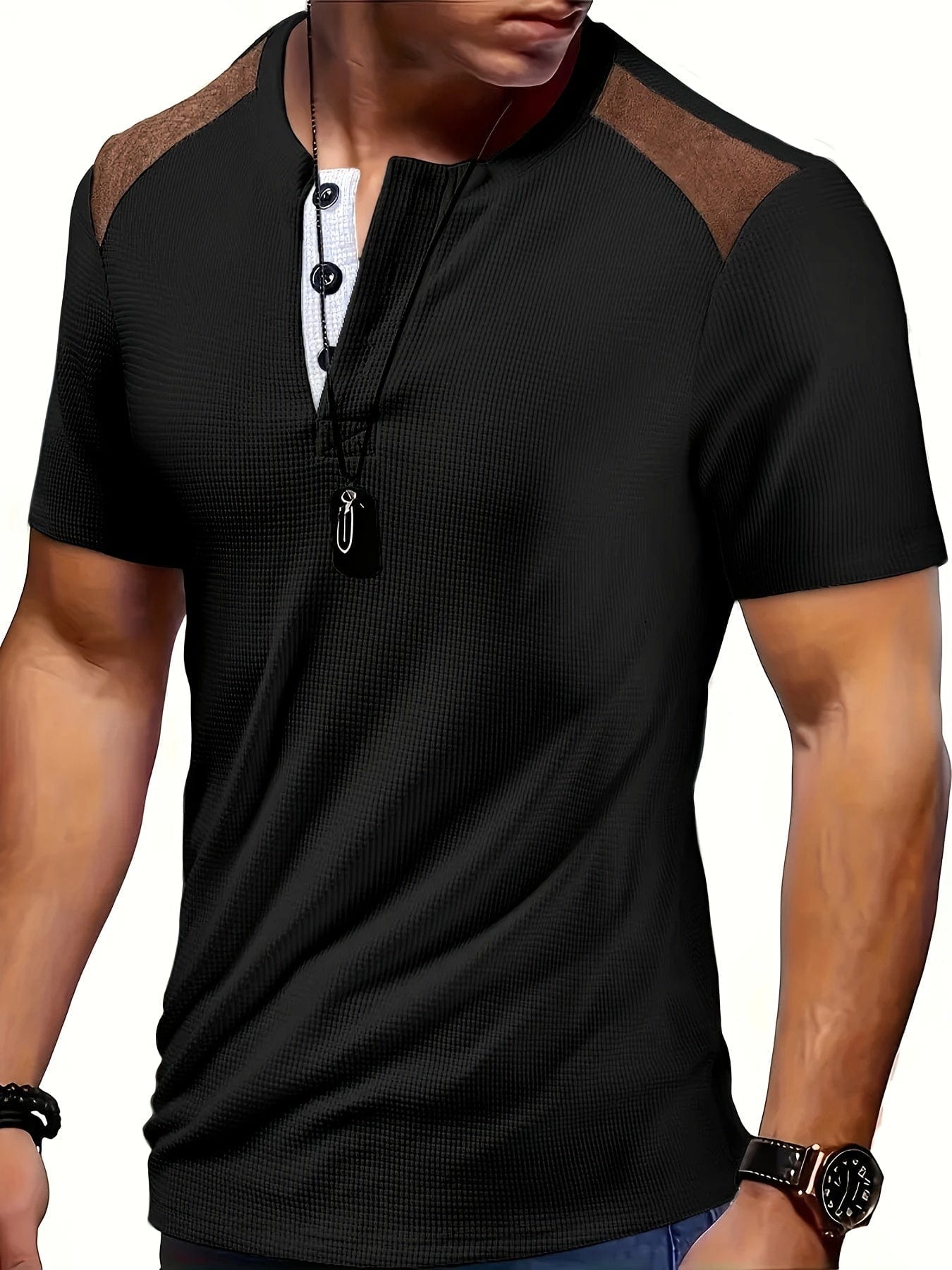 Mathieu|T-shirt à manches courtes en maille gaufrée pour homme