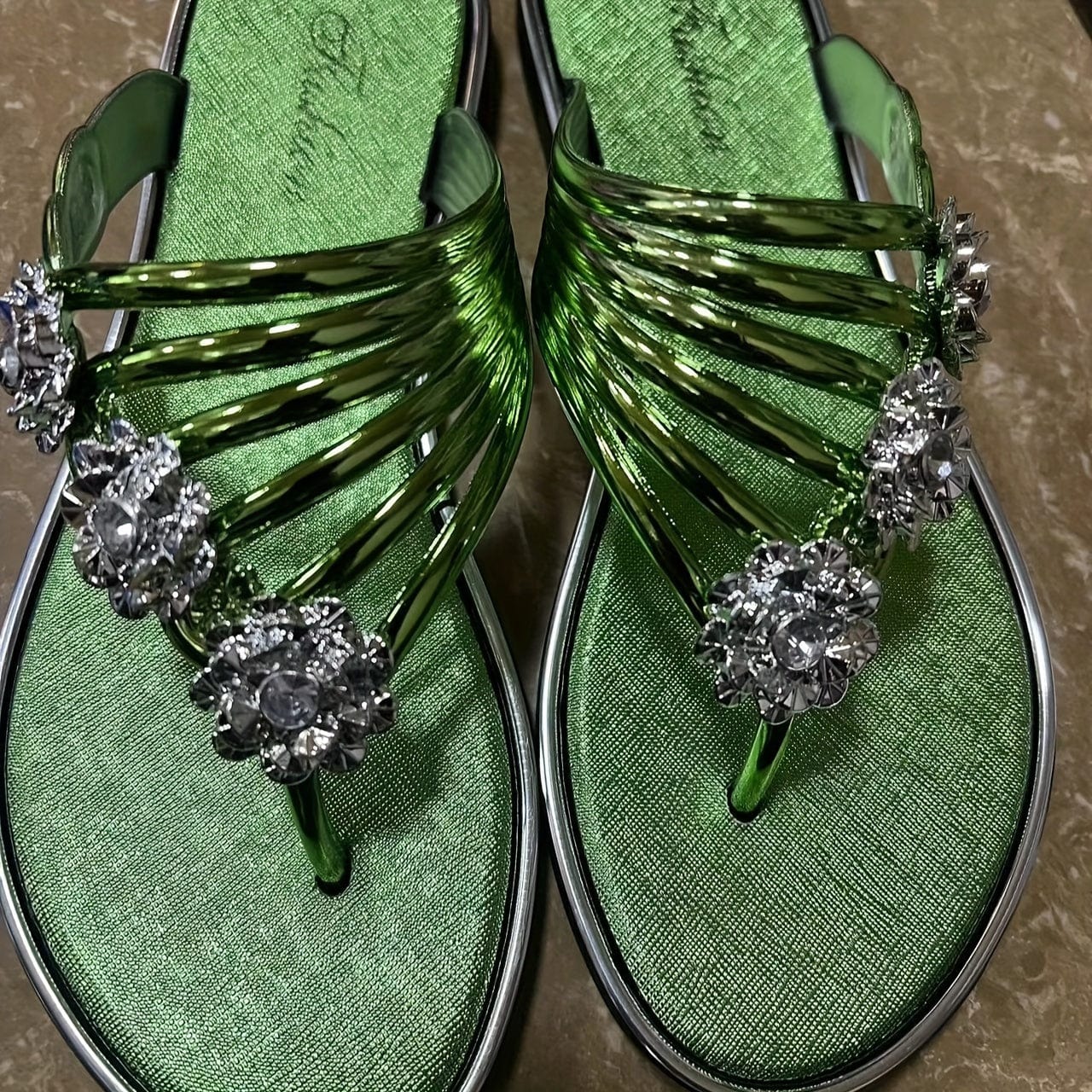 Florence|Tongs plates à fleurs