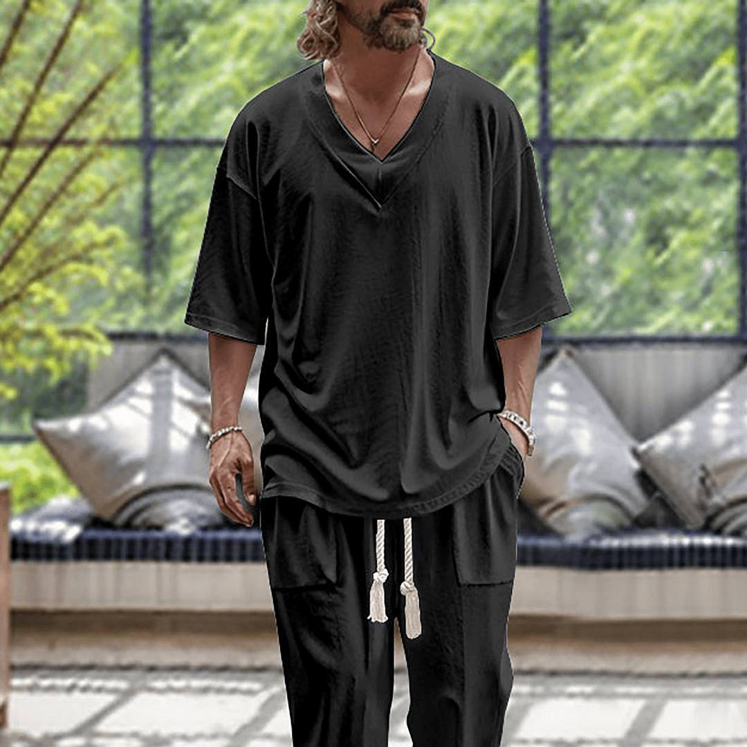 ETNIC | Completo da uomo maglia più pantalone in lino