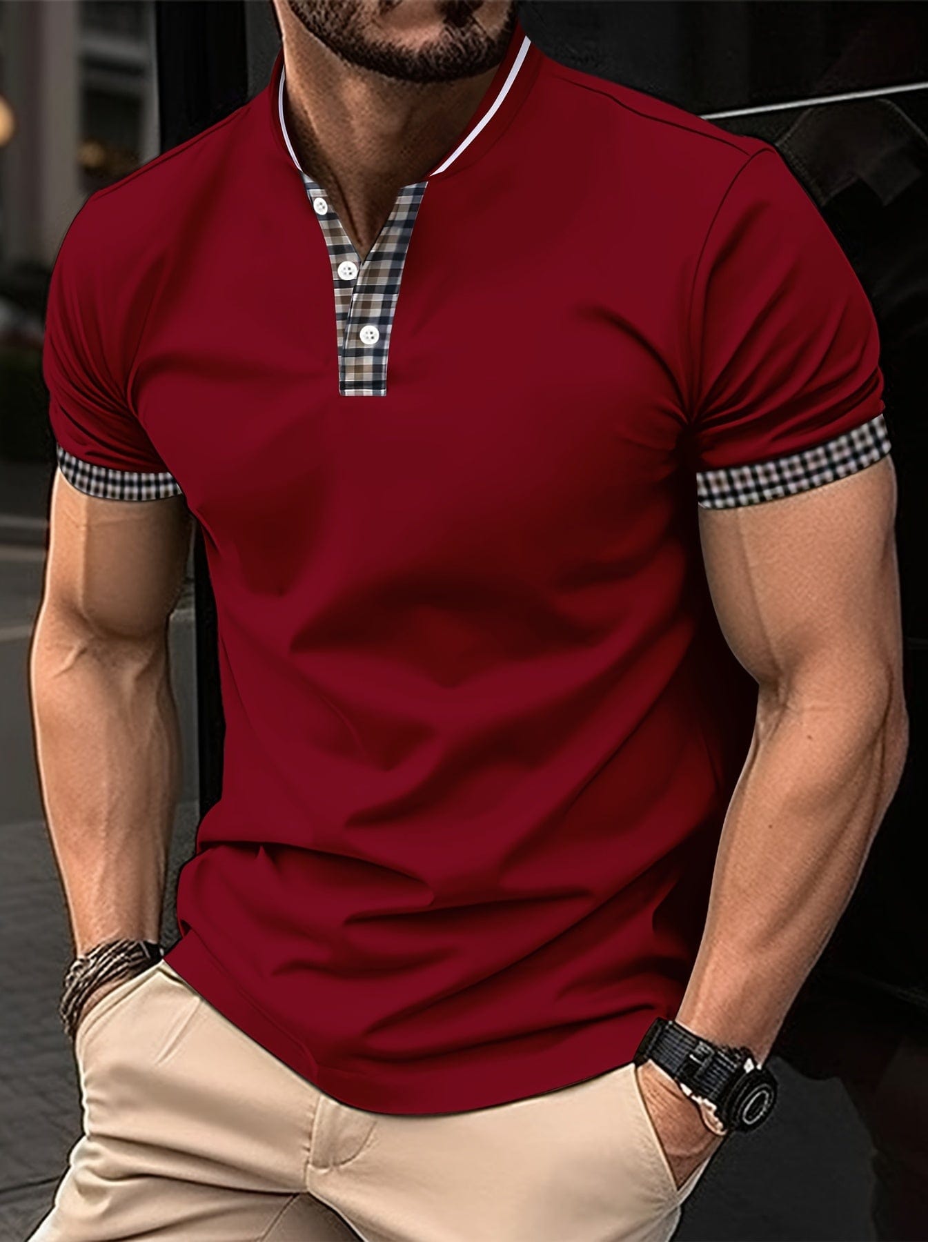Benjamin|T-shirt à carreaux tendance sport chic