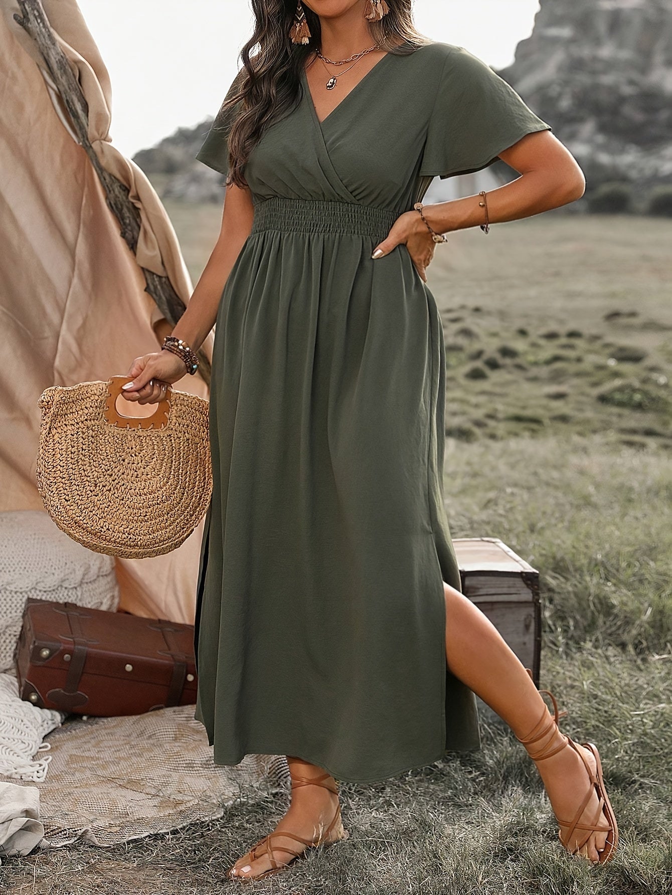 Isabelle|Robe Chic Grande Taille à Col en V