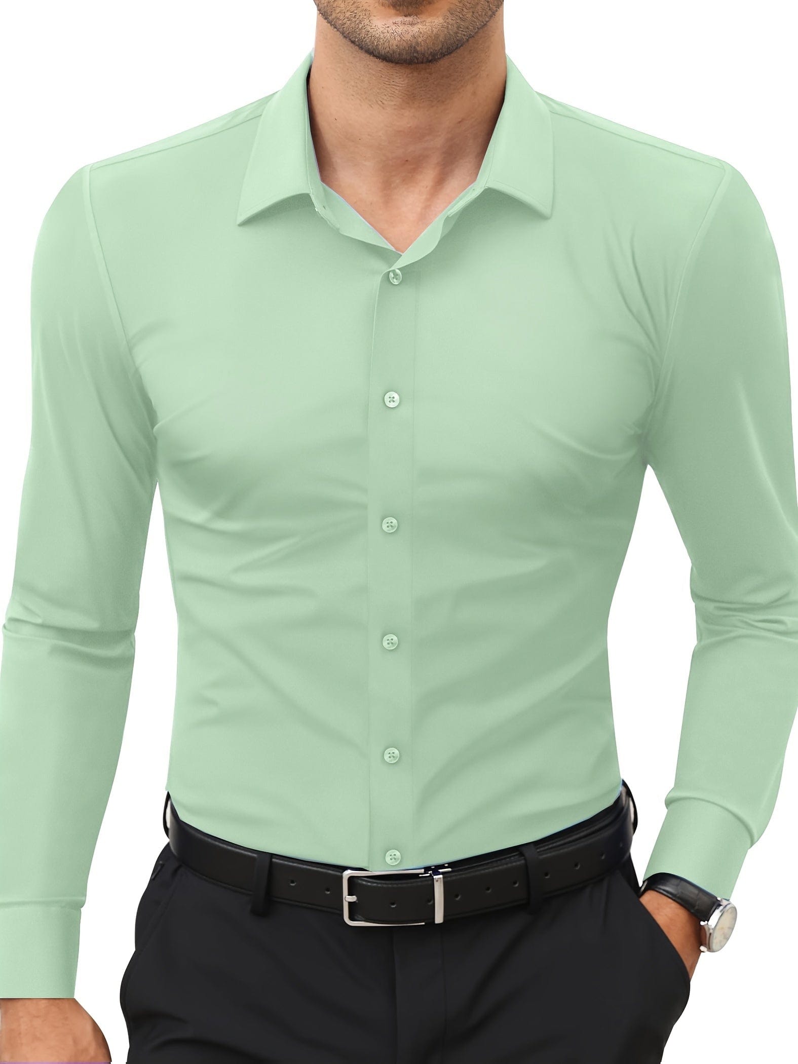 Xavier|Chemise formelle unie pour homme, extensible pour un usage quotidien