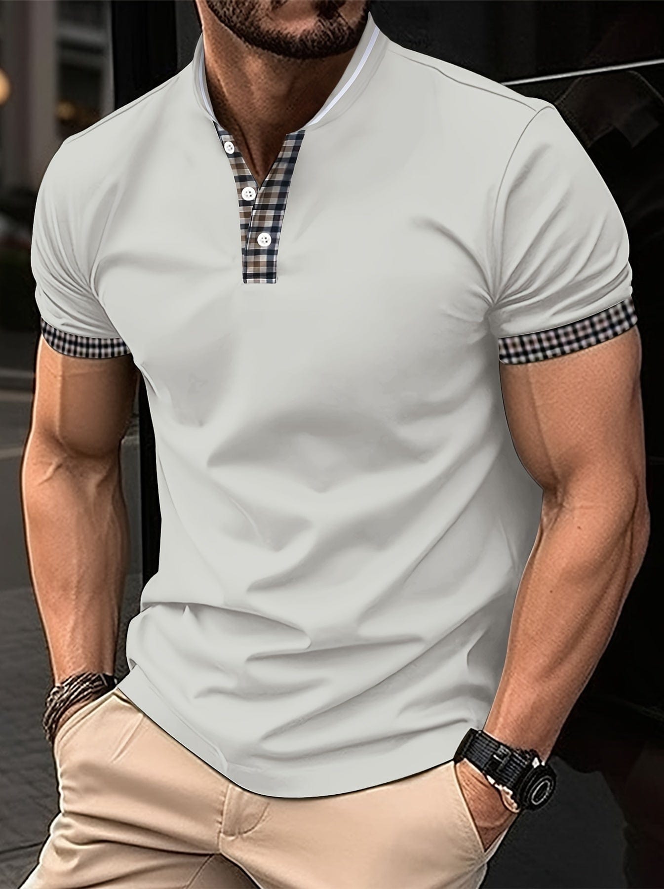Benjamin|T-shirt à carreaux tendance sport chic