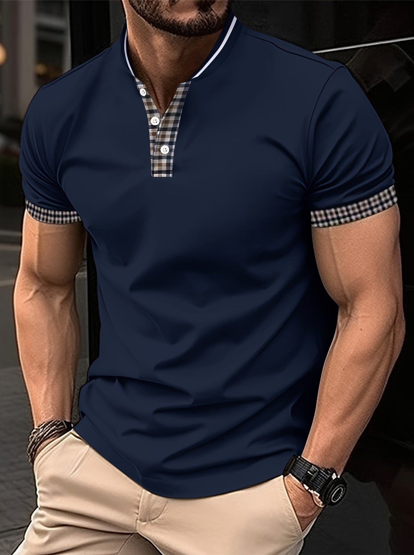 Benjamin|T-shirt à carreaux tendance sport chic