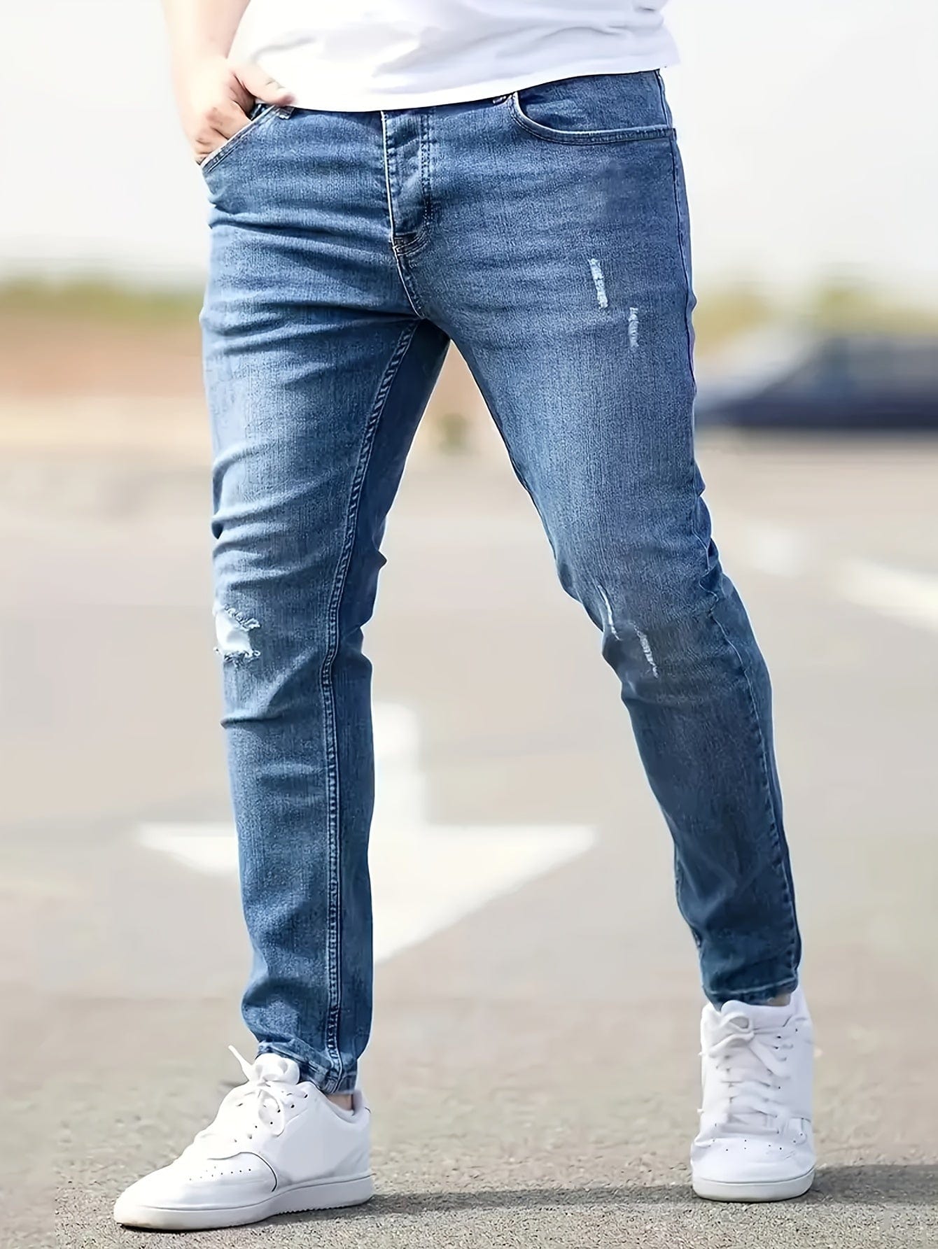 Alex|Jean slim extensible pour homme - Style déchiré