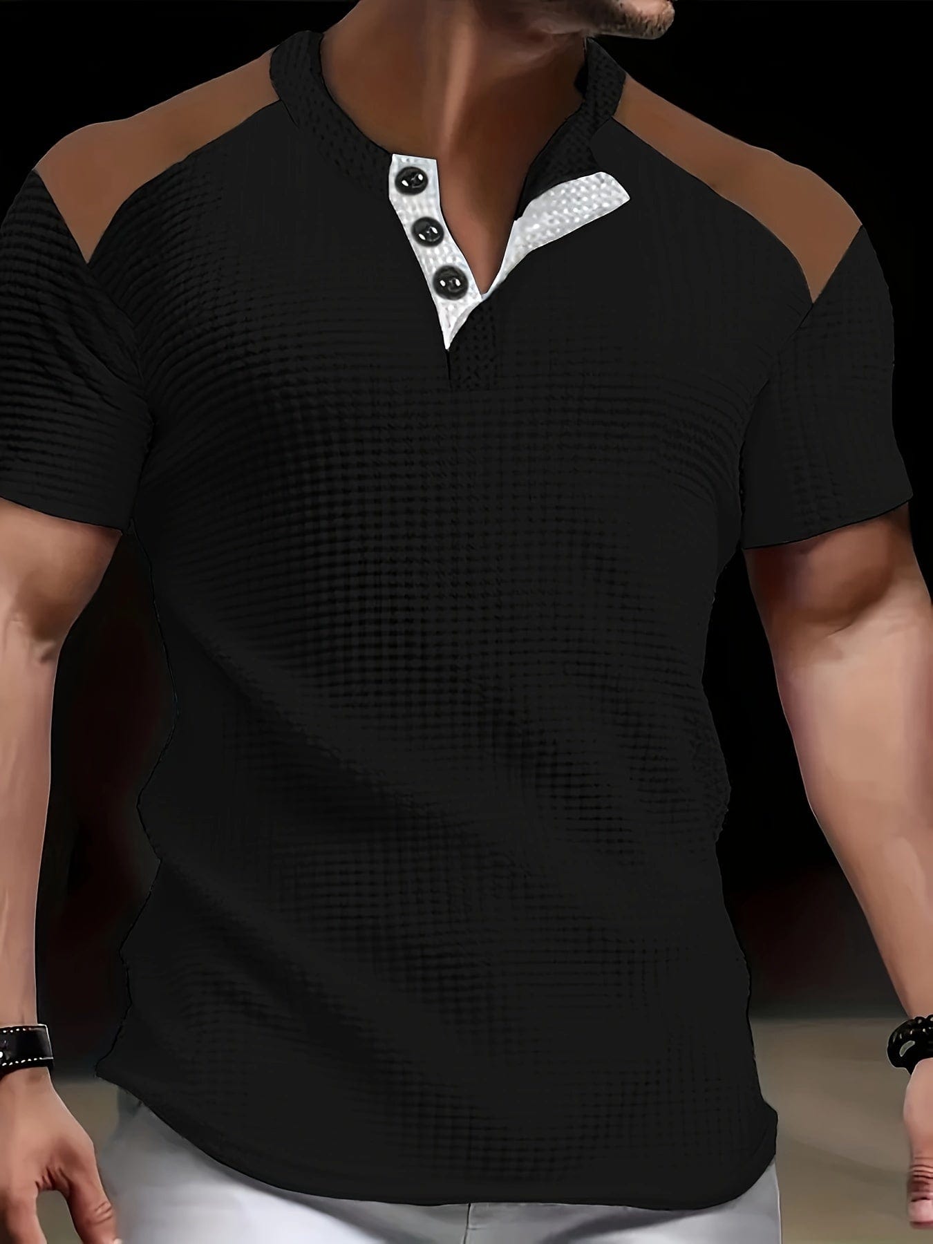 Mathieu|T-shirt à manches courtes en maille gaufrée pour homme