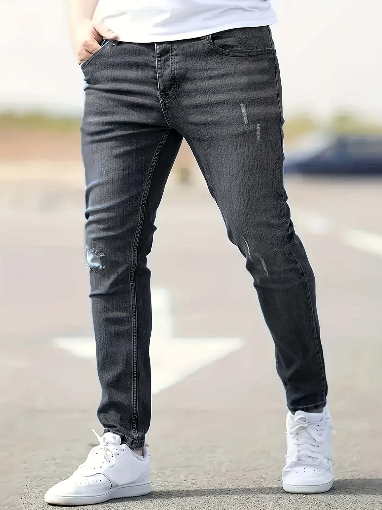 Alex|Jean slim extensible pour homme - Style déchiré