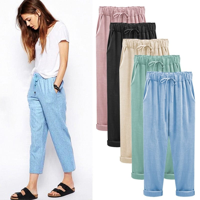 Lisa|Pantalon d'Été en Coton et Lin pour Femme