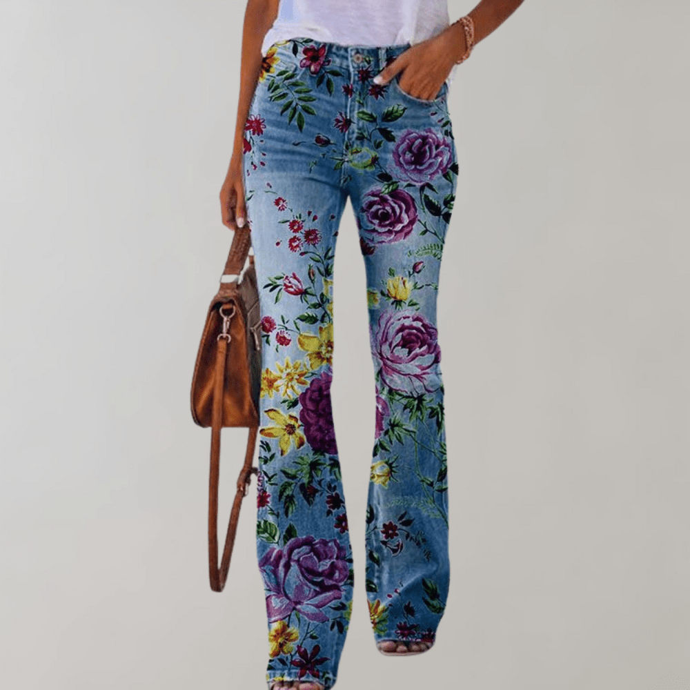 Frida|Superbe pantalon évasé avec boutonnière