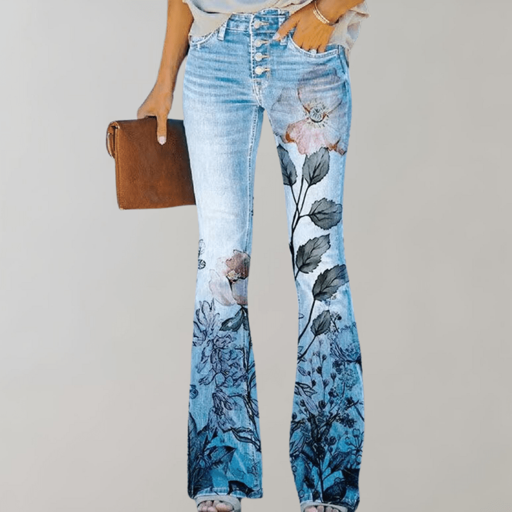 Frida|Superbe pantalon évasé avec boutonnière