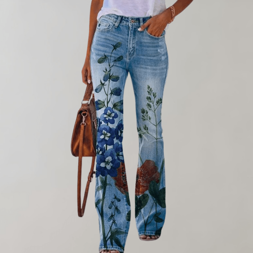 Frida|Superbe pantalon évasé avec boutonnière
