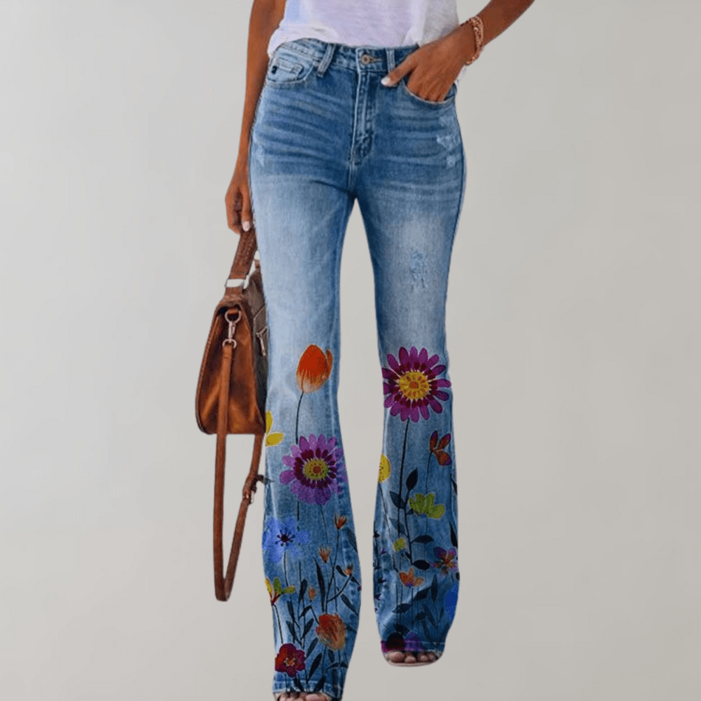 Frida|Superbe pantalon évasé avec boutonnière