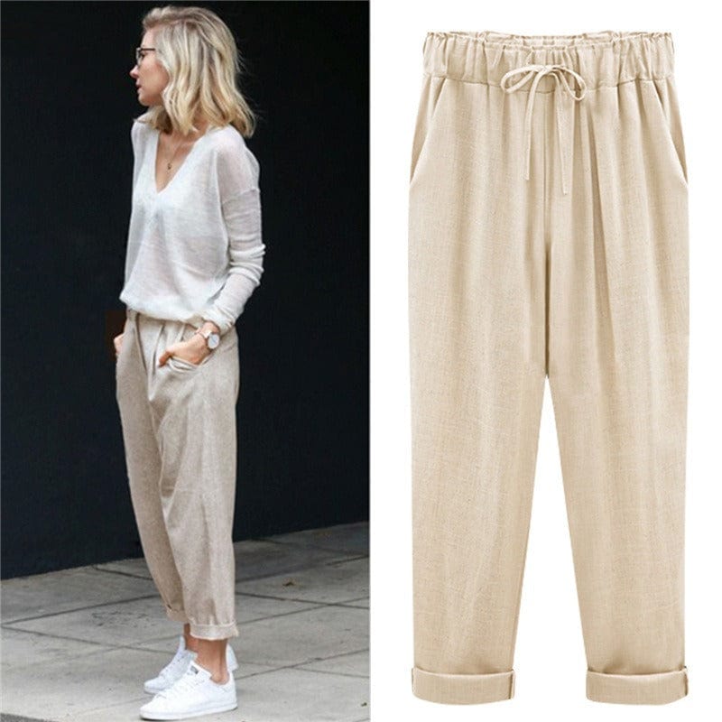 Lisa|Pantalon d'Été en Coton et Lin pour Femme