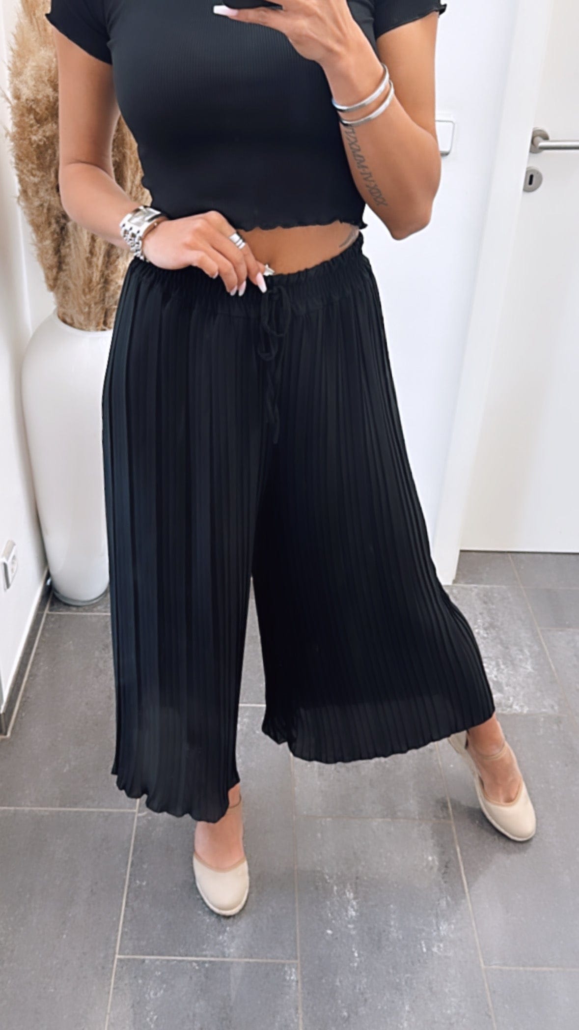 Léonie|Pantalon noir Plissé