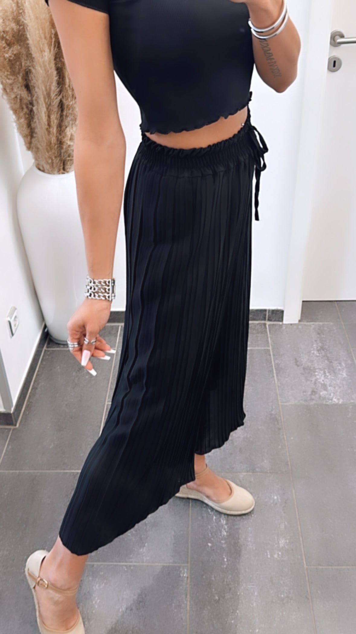 Léonie|Pantalon noir Plissé