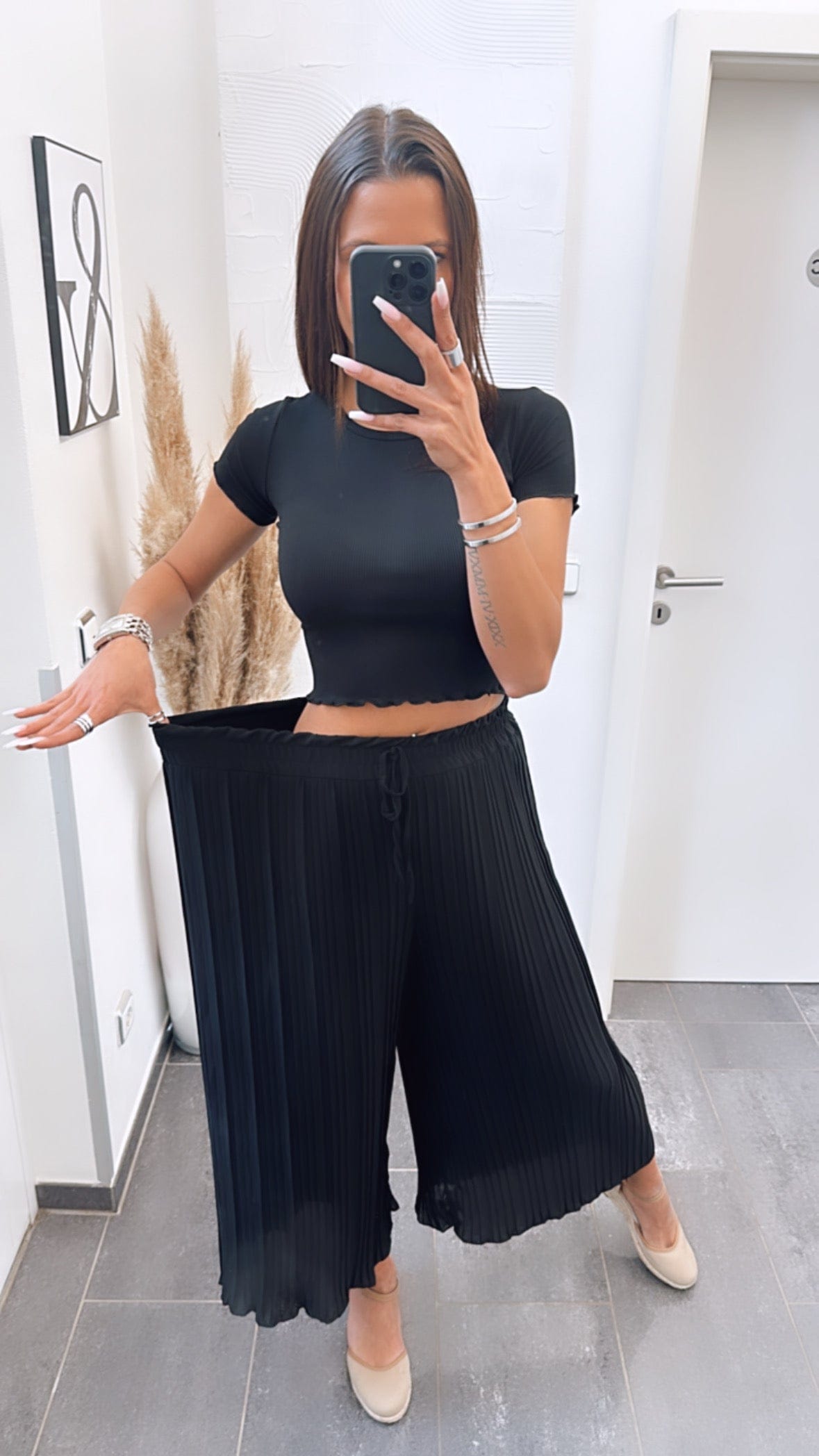 Léonie|Pantalon noir Plissé