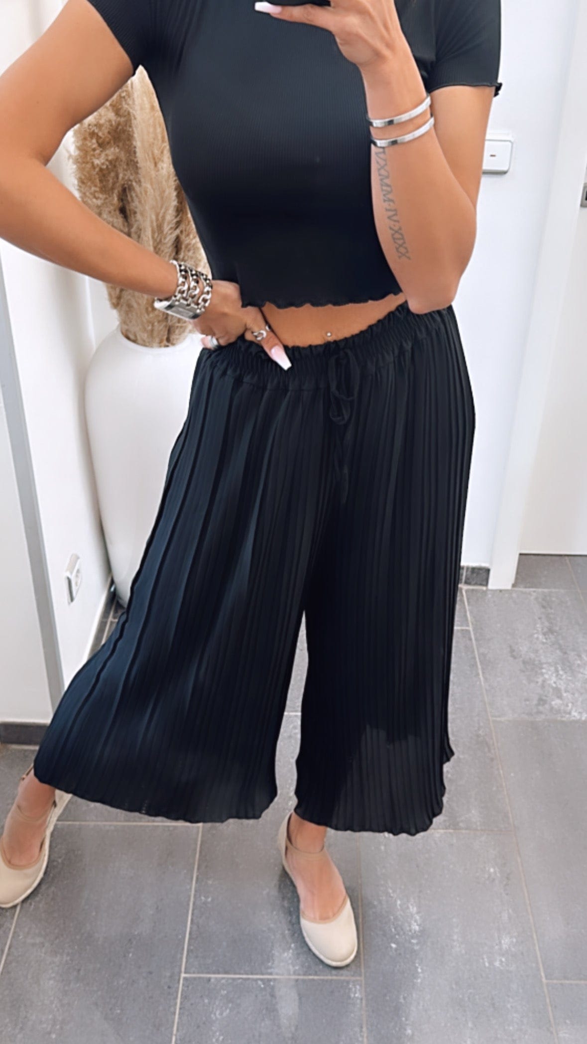 Léonie|Pantalon noir Plissé