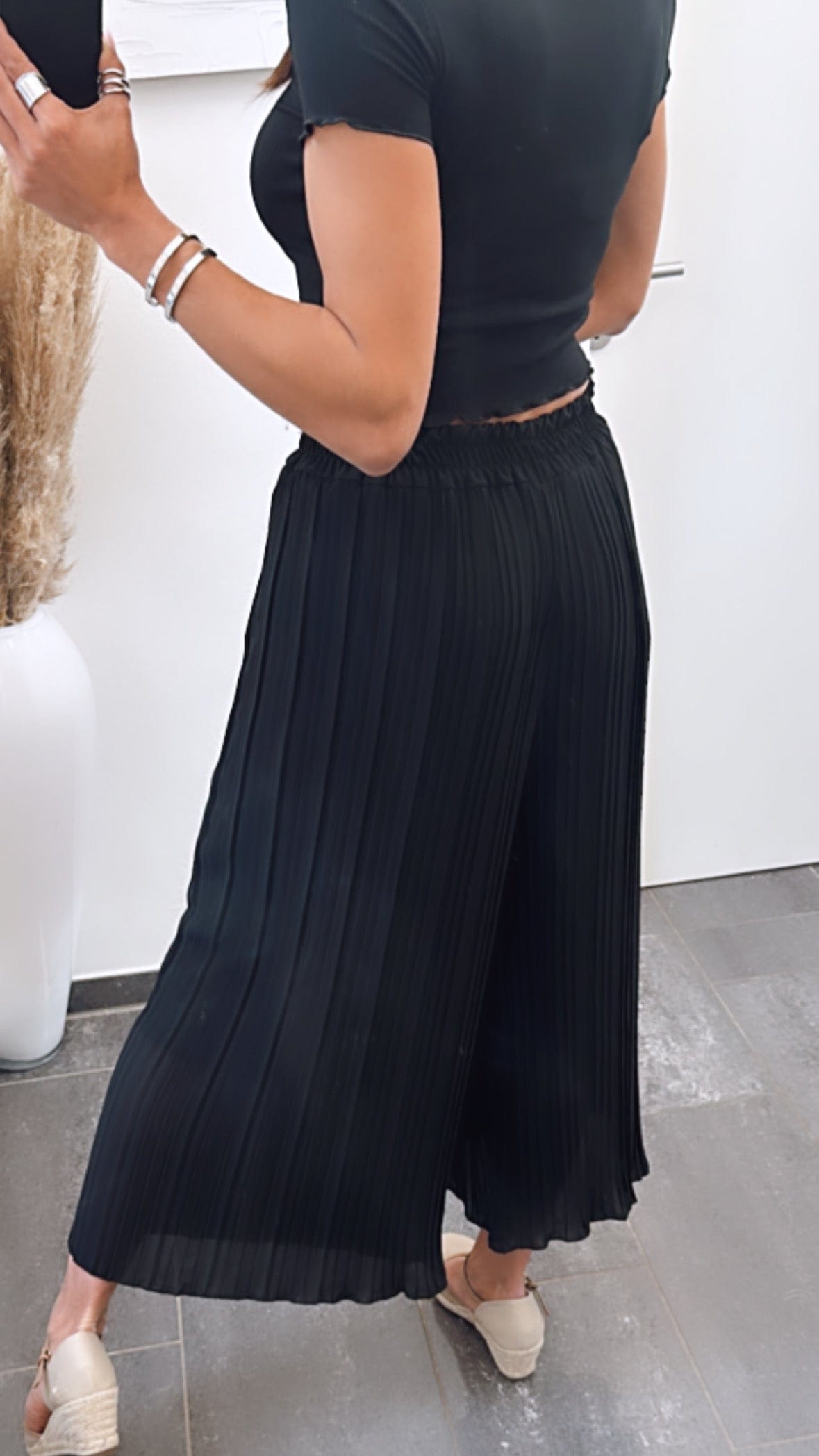 Léonie|Pantalon noir Plissé