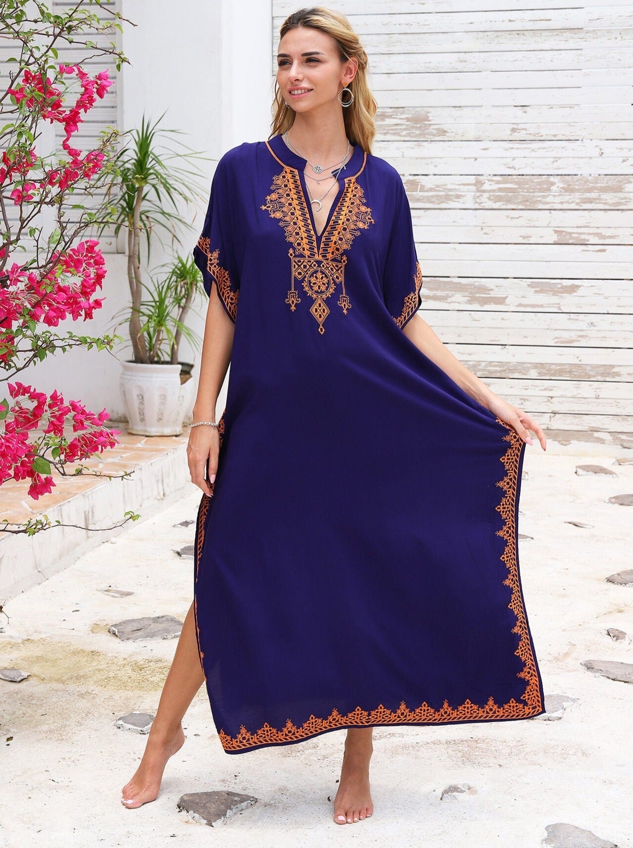 Robe d'Été Brodée en Bambou
