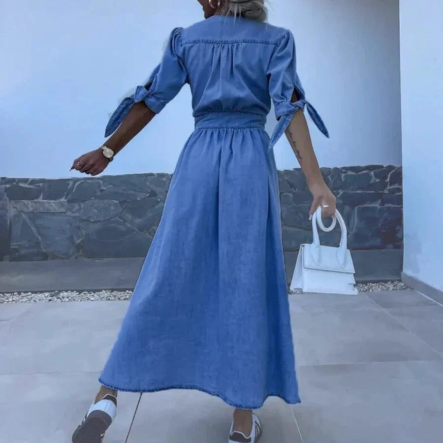 Amelia|Robe longue en denim