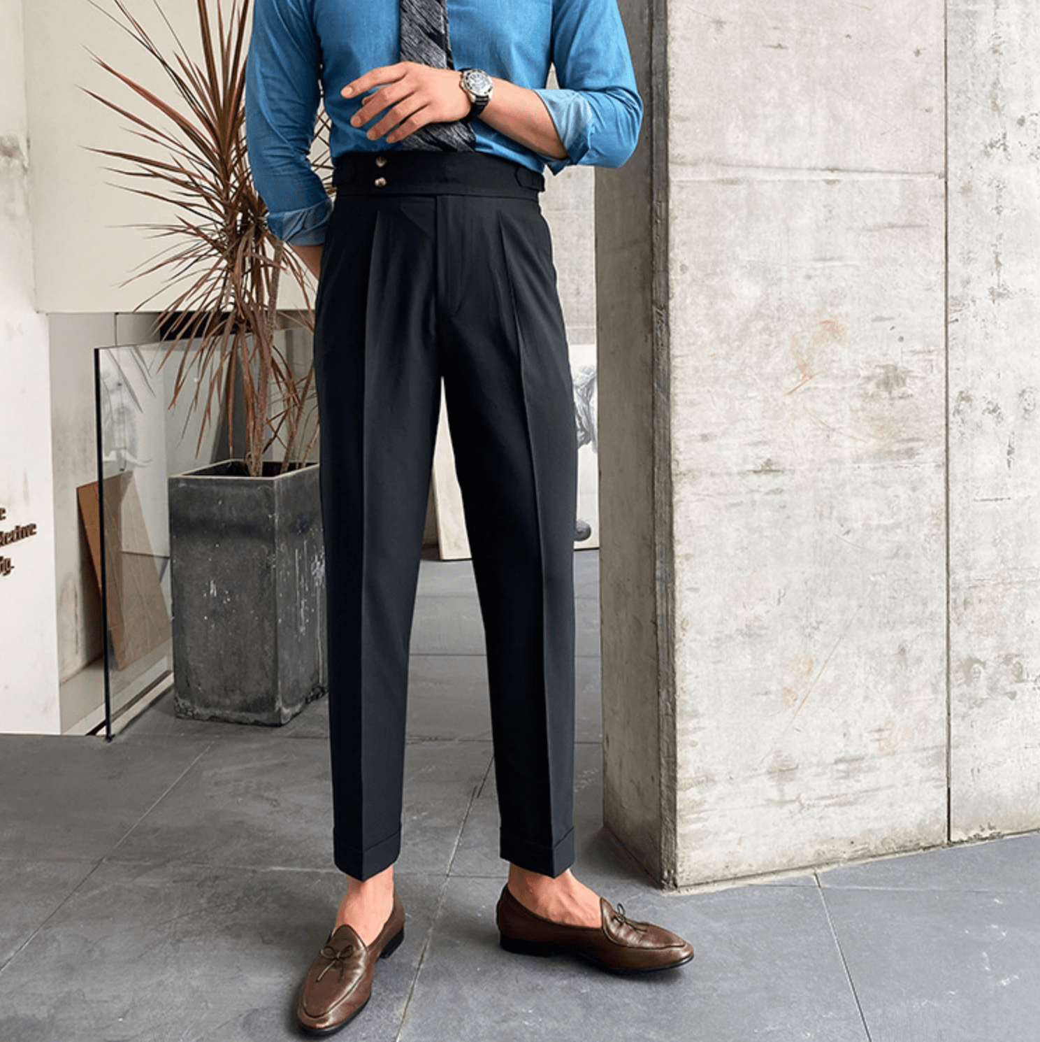 Edward™ - Pantalon Taille Haute - Bouclée