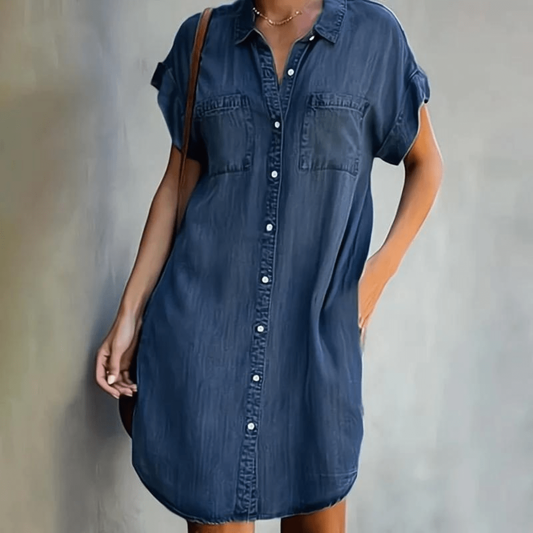 Martina | Robe en jean à manches courtes