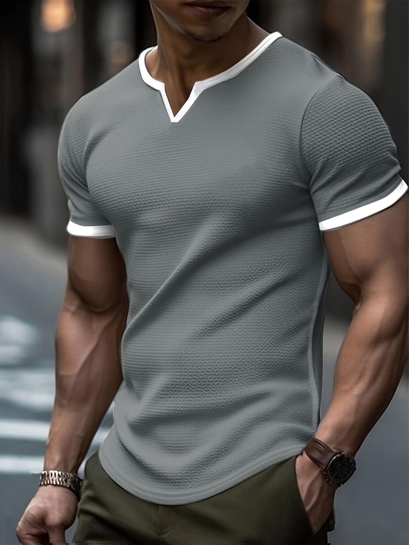 Steeve|T-shirts à manches courtes unis pour hommes