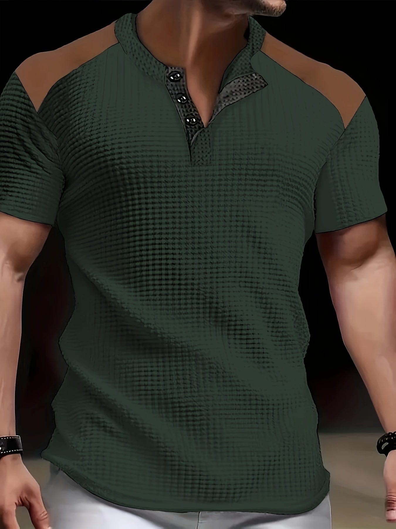 Mathieu|T-shirt à manches courtes en maille gaufrée pour homme