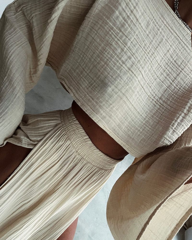 Daniela|Ensemble deux pièces en coton décontracté