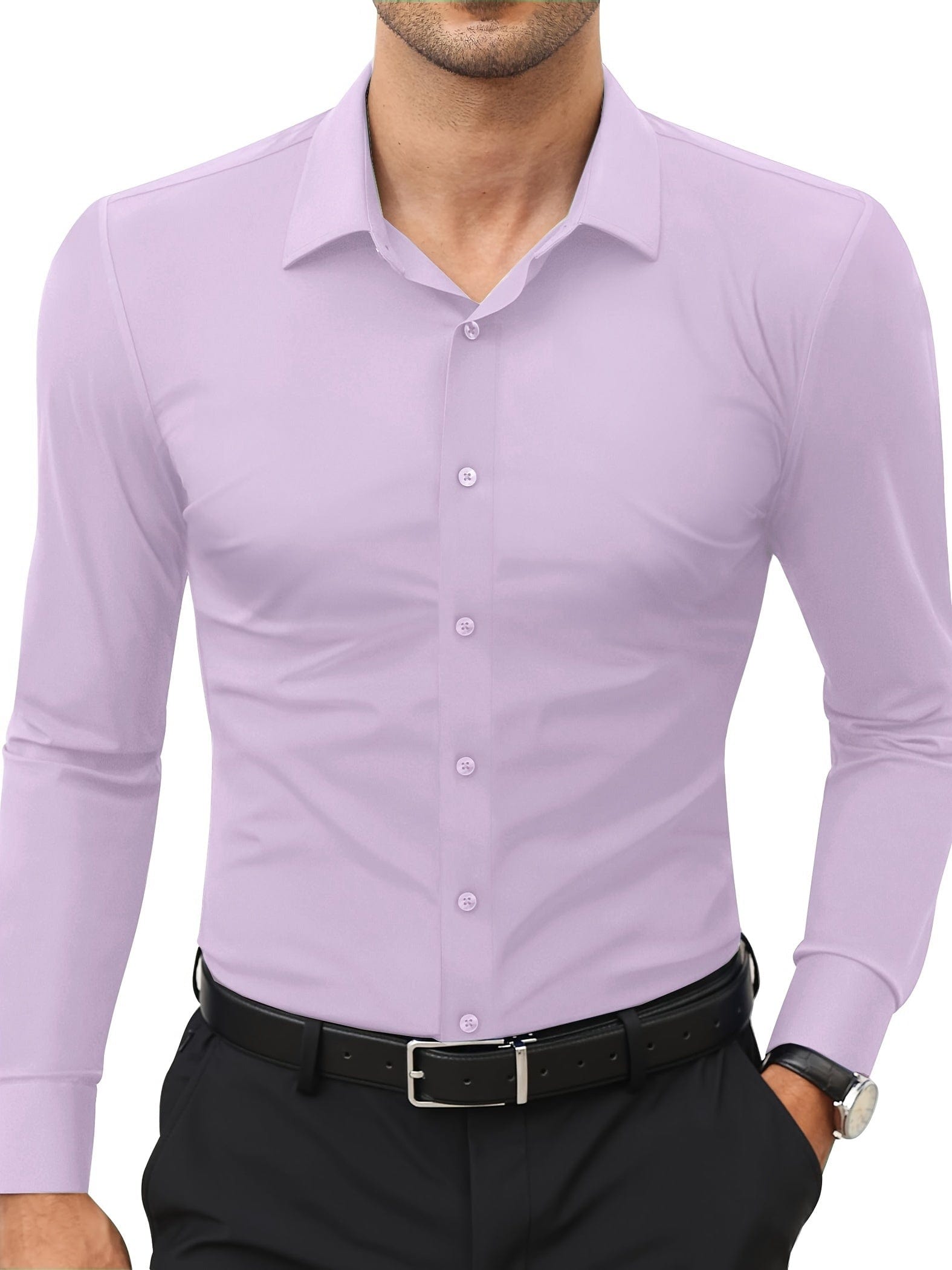 Xavier|Chemise formelle unie pour homme, extensible pour un usage quotidien