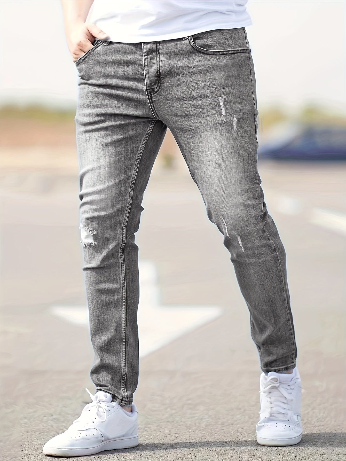 Alex|Jean slim extensible pour homme - Style déchiré