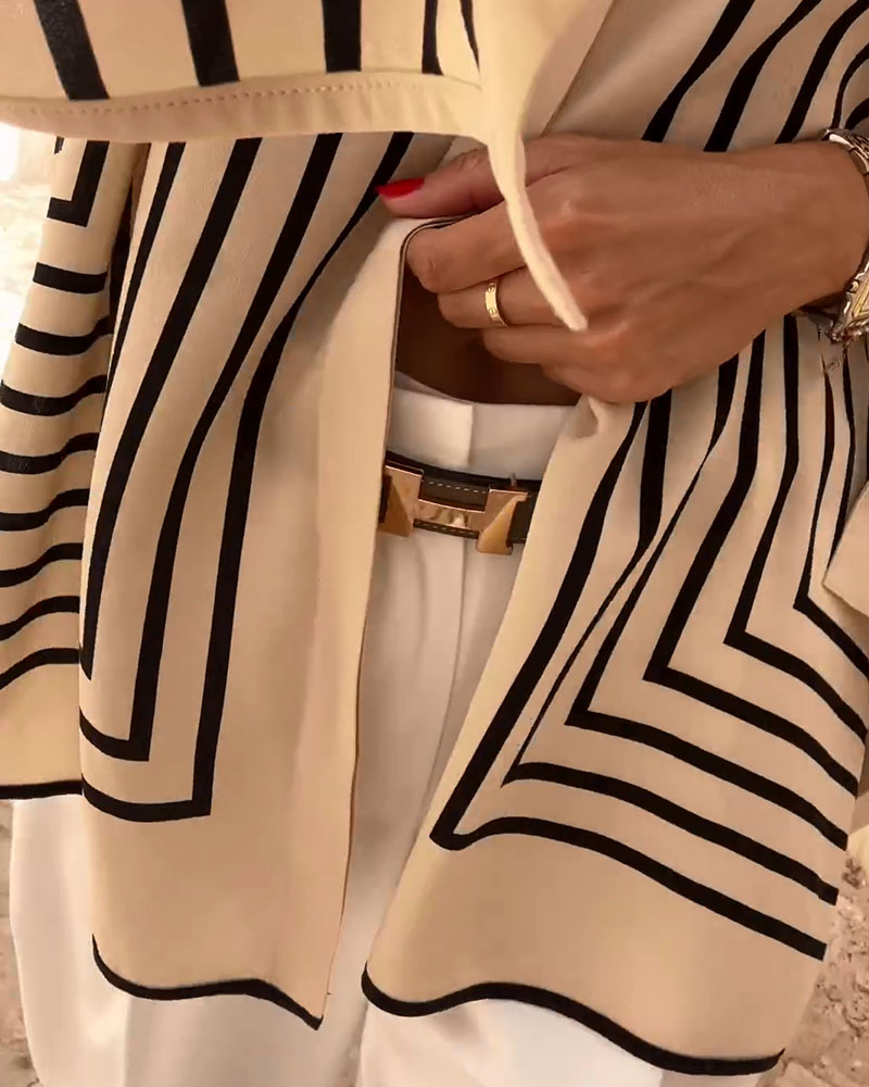 Léonie | Chemise/Pantalon décontracté à rayures fendue