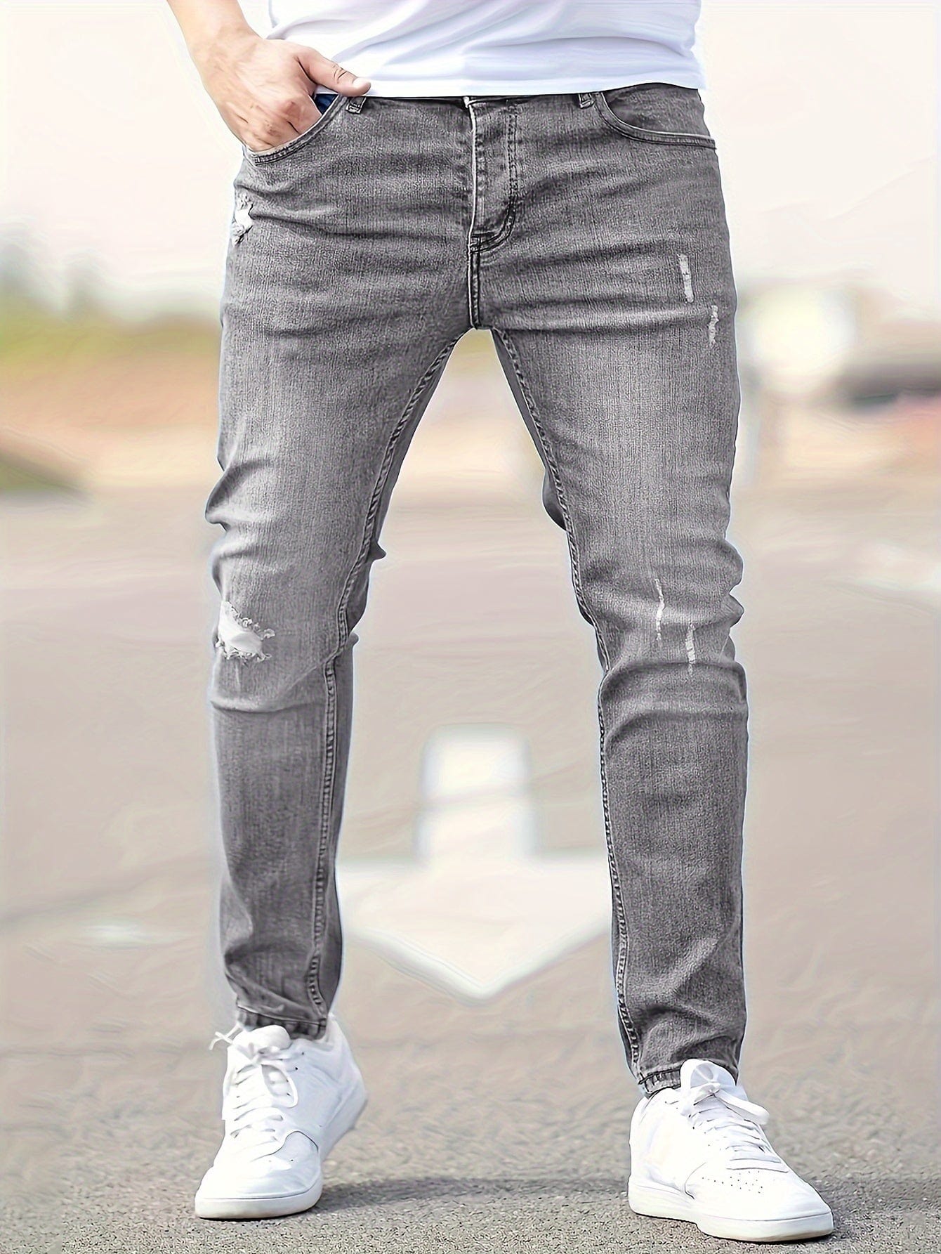 Alex|Jean slim extensible pour homme - Style déchiré