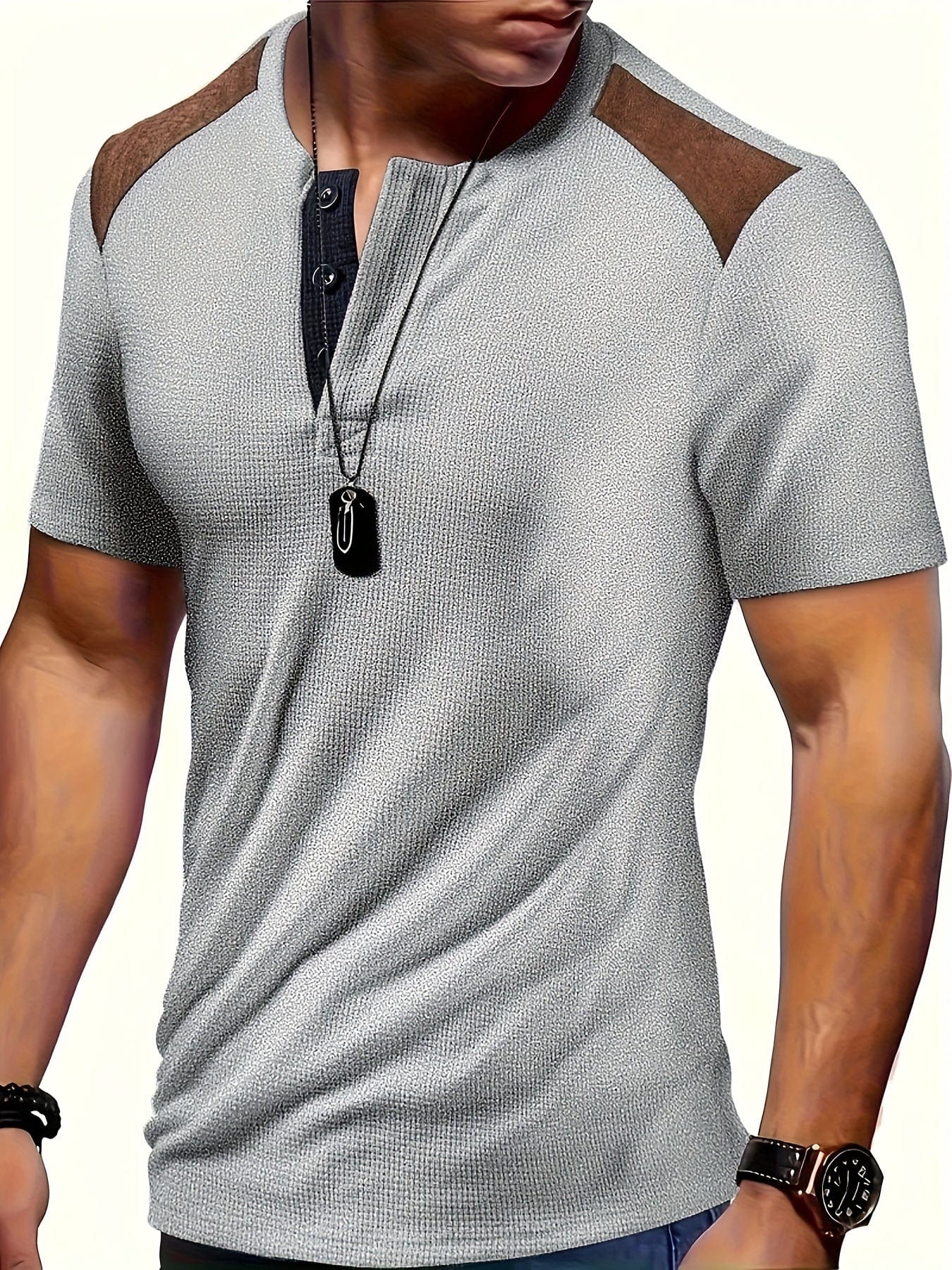Mathieu|T-shirt à manches courtes en maille gaufrée pour homme