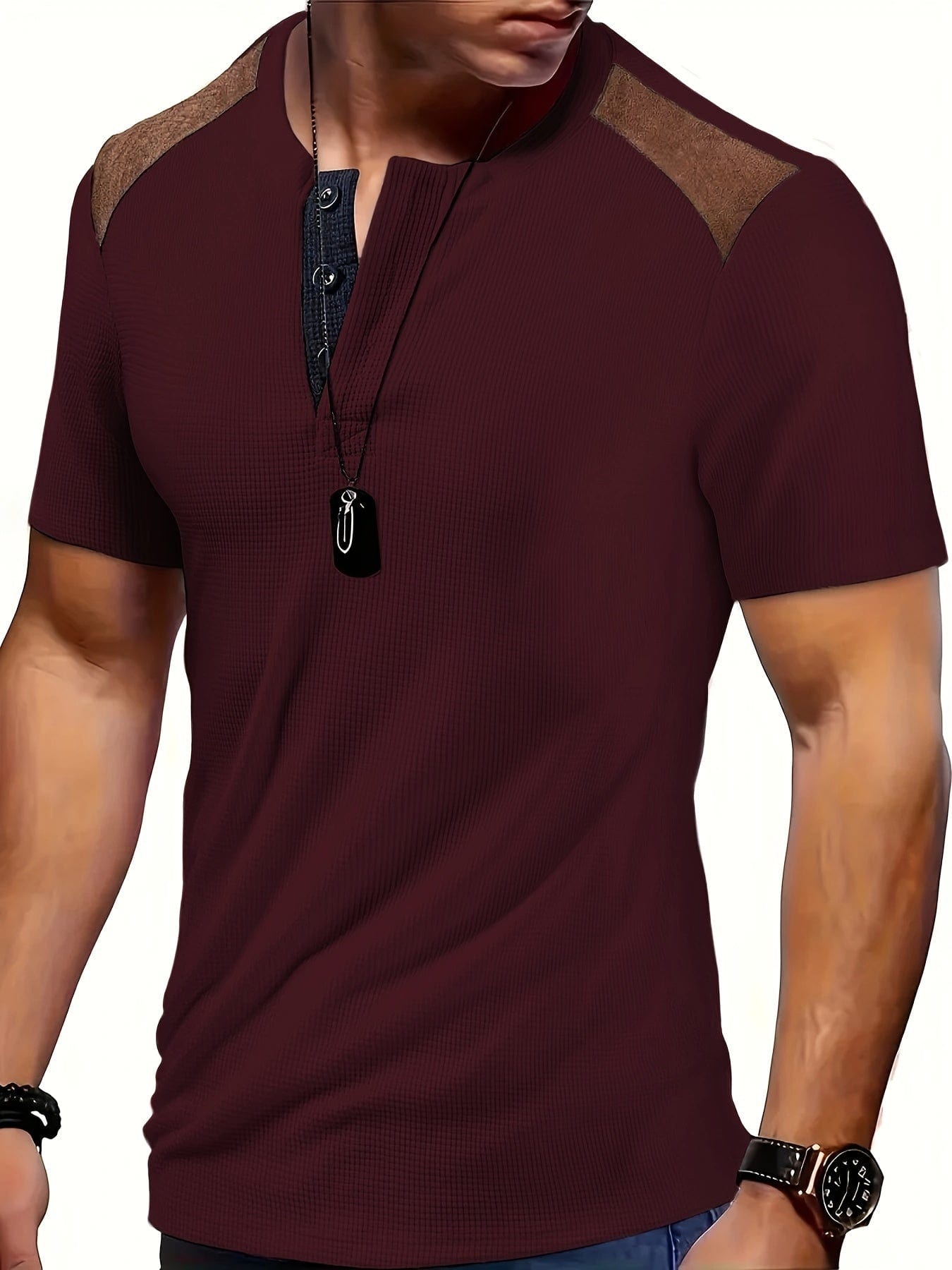 Mathieu|T-shirt à manches courtes en maille gaufrée pour homme