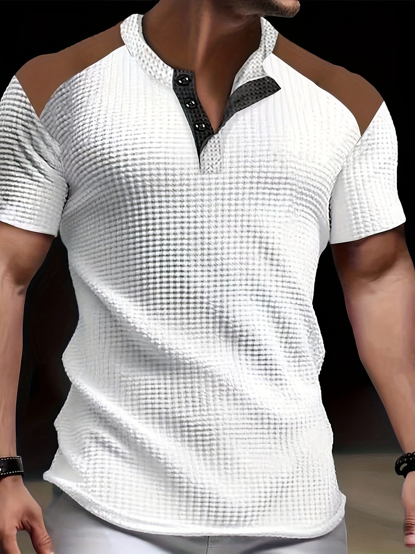 Mathieu|T-shirt à manches courtes en maille gaufrée pour homme