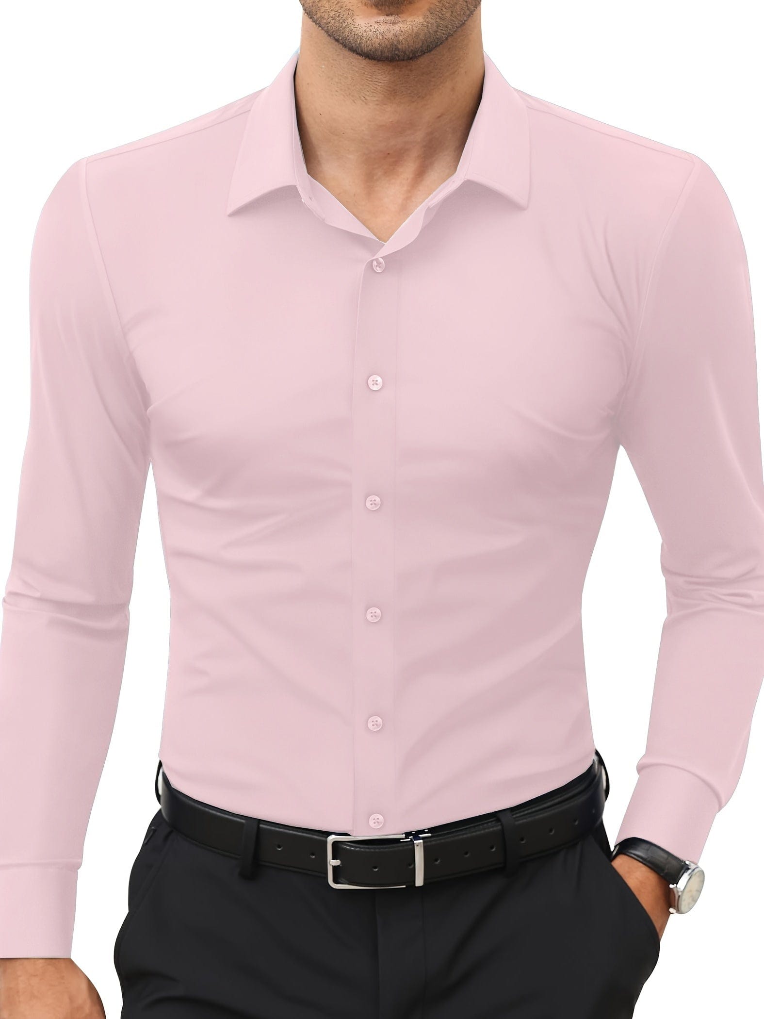 Xavier|Chemise formelle unie pour homme, extensible pour un usage quotidien