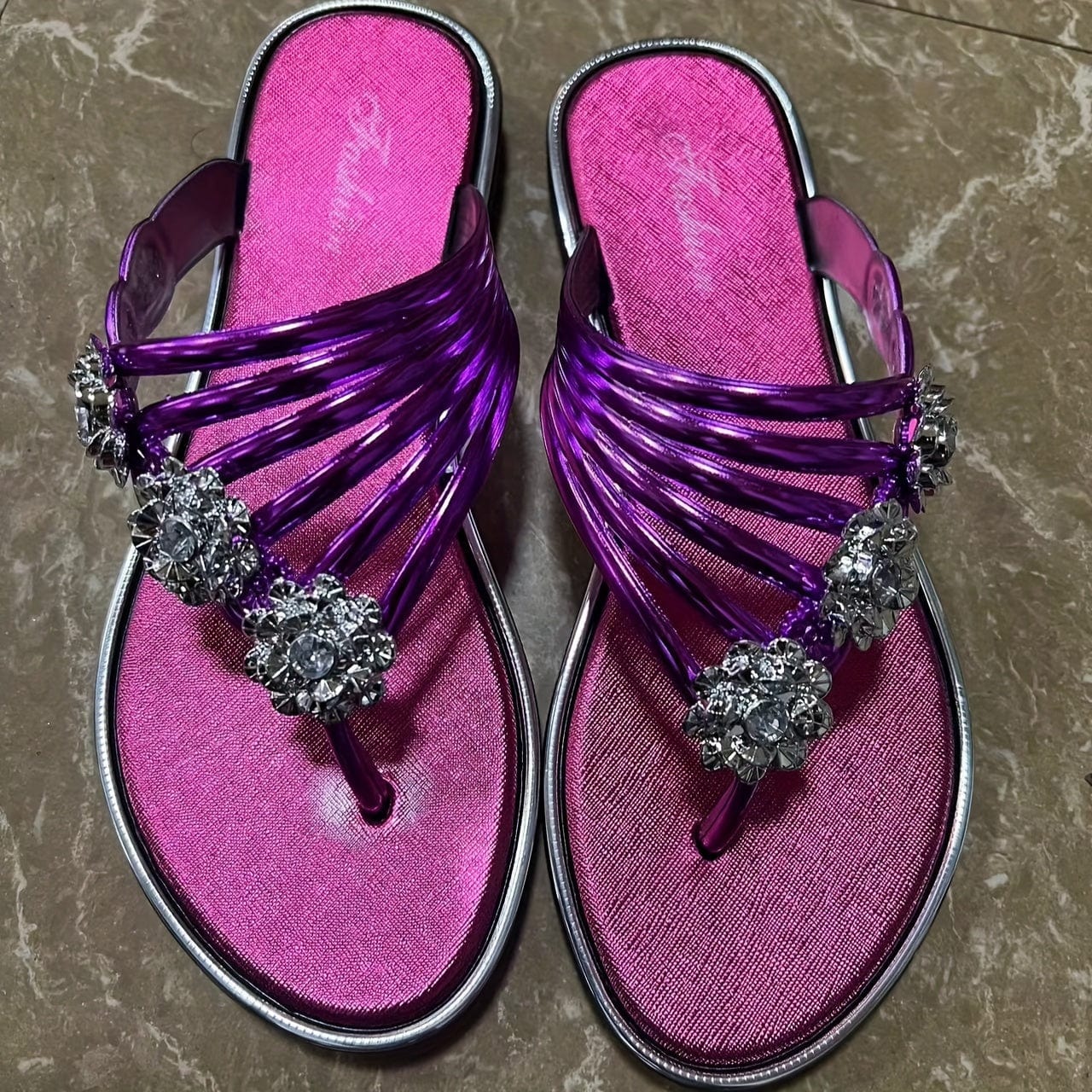 Florence|Tongs plates à fleurs