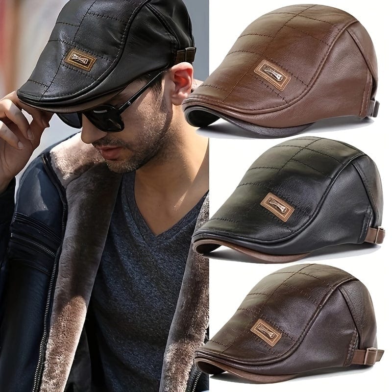 Tristan|Chapeau béret en cuir rétro et élégant