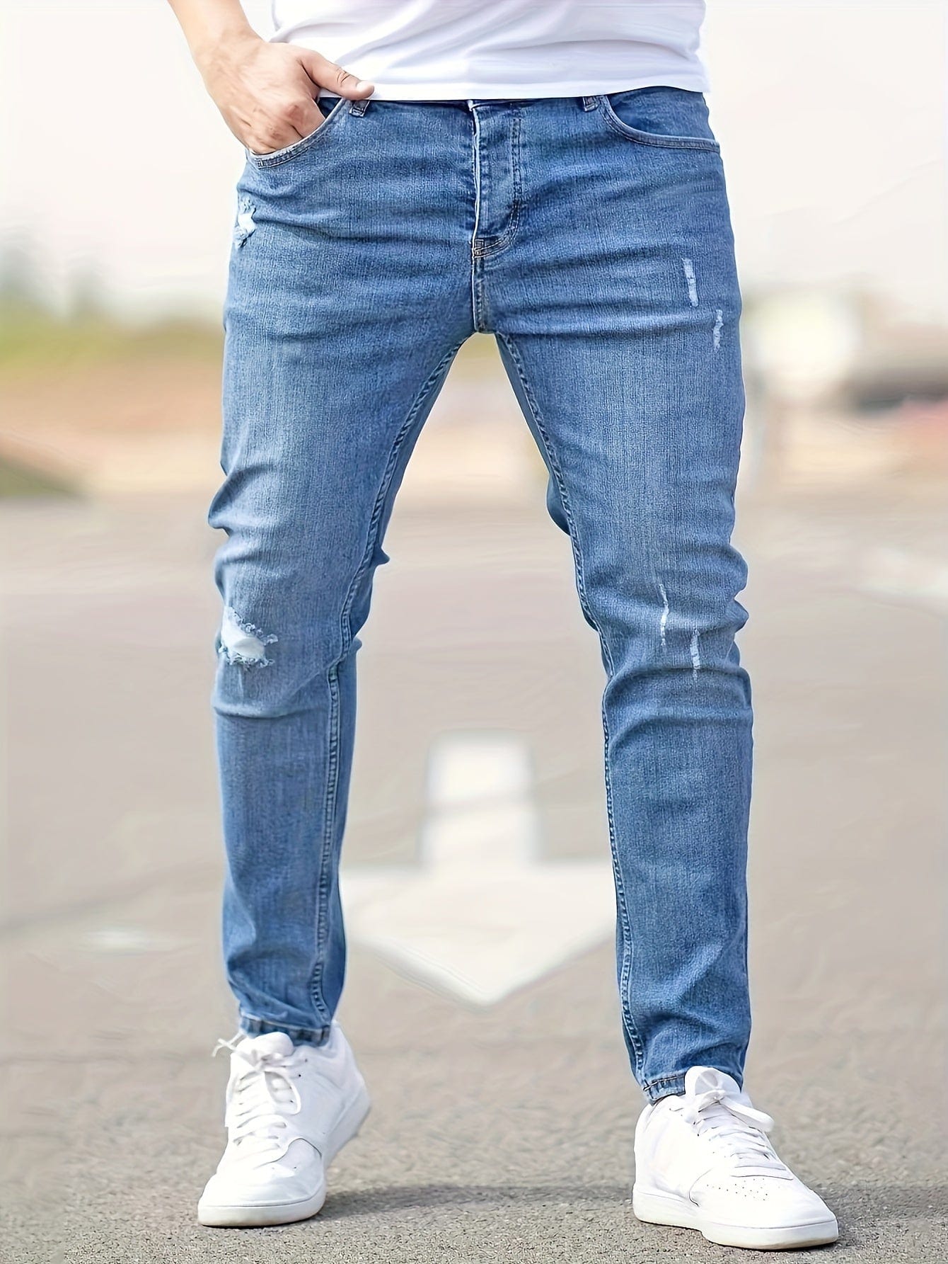 Alex|Jean slim extensible pour homme - Style déchiré