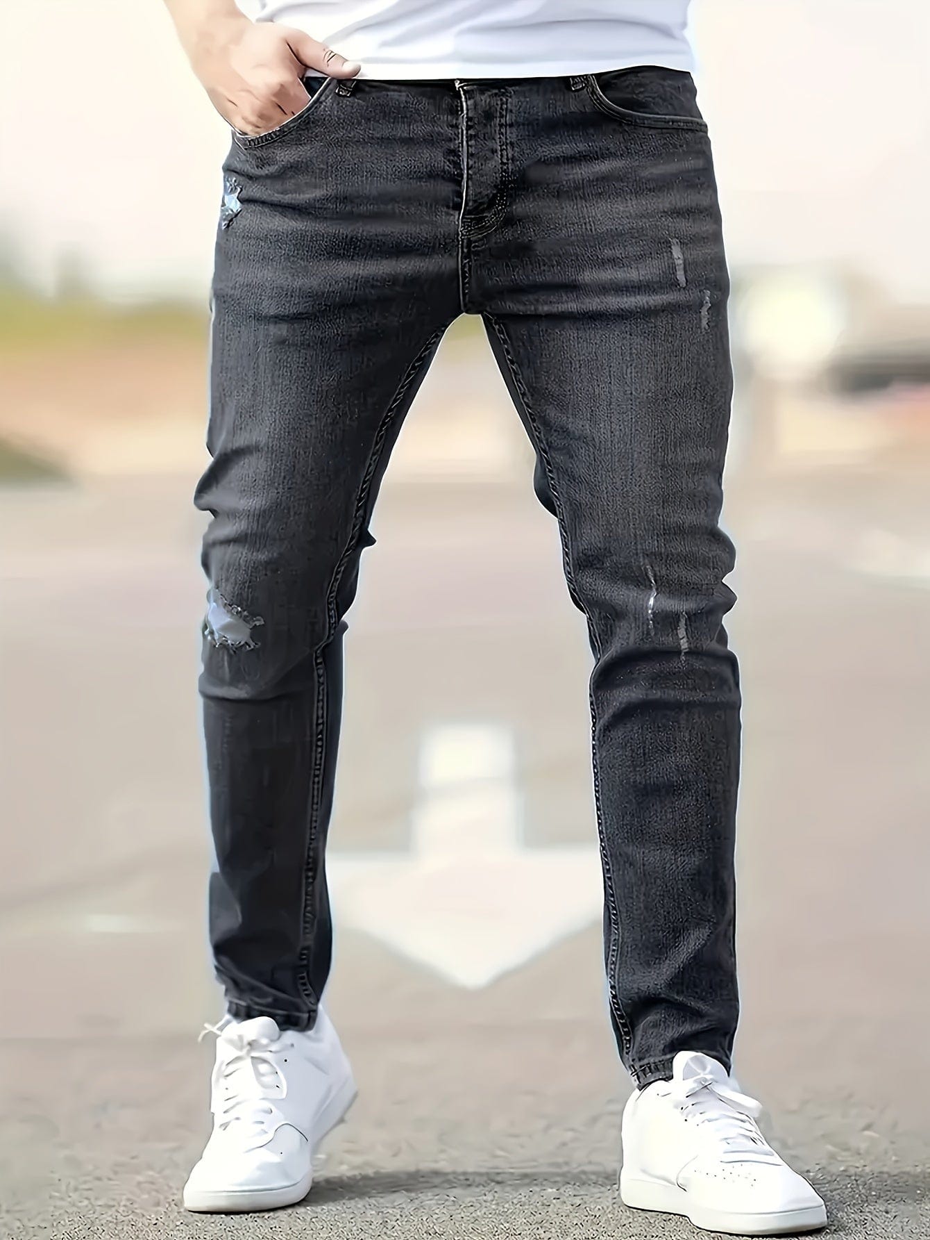 Alex|Jean slim extensible pour homme - Style déchiré