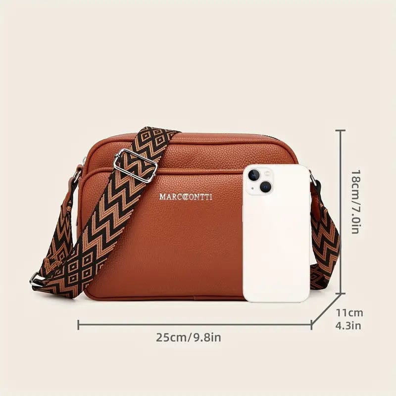 Marine|Sac à bandoulière en cuir pour femmes.