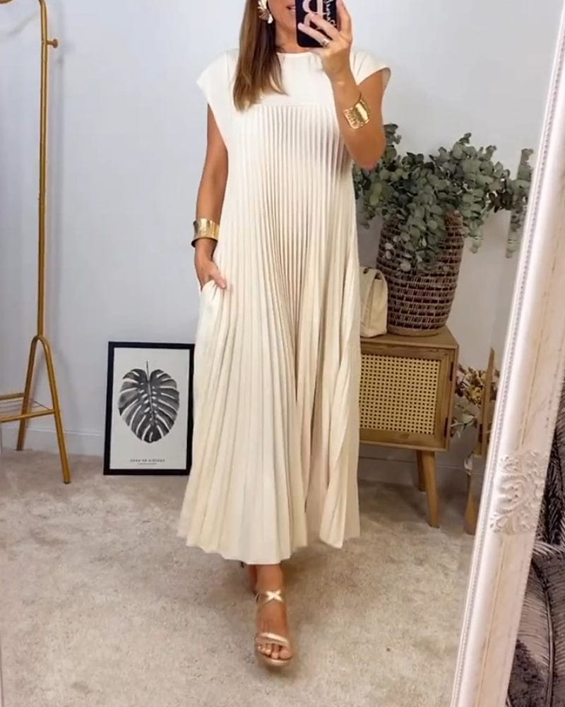 Pamela|Robe Sans manches Chic Plissé