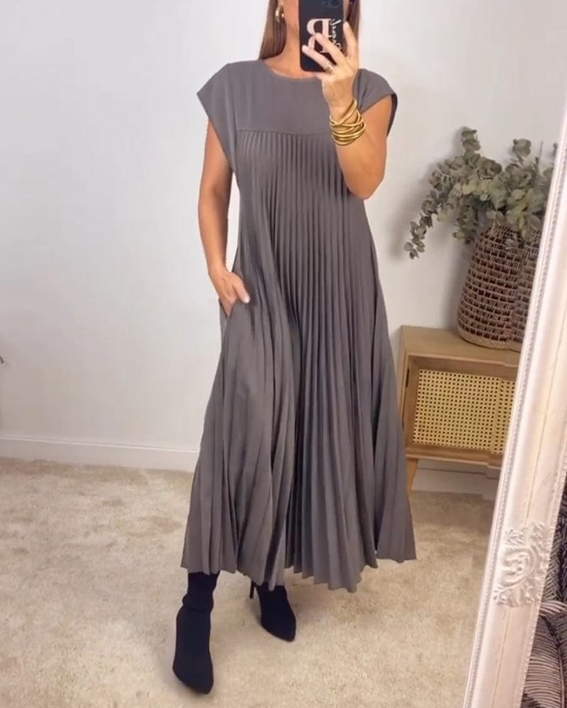 Pamela|Robe Sans manches Chic Plissé