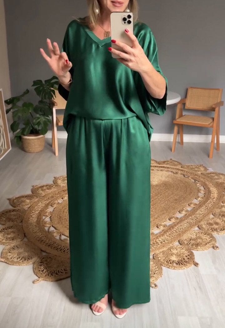 Éclat Satiné - Top & Pantalon pour une Silhouette Sublimée