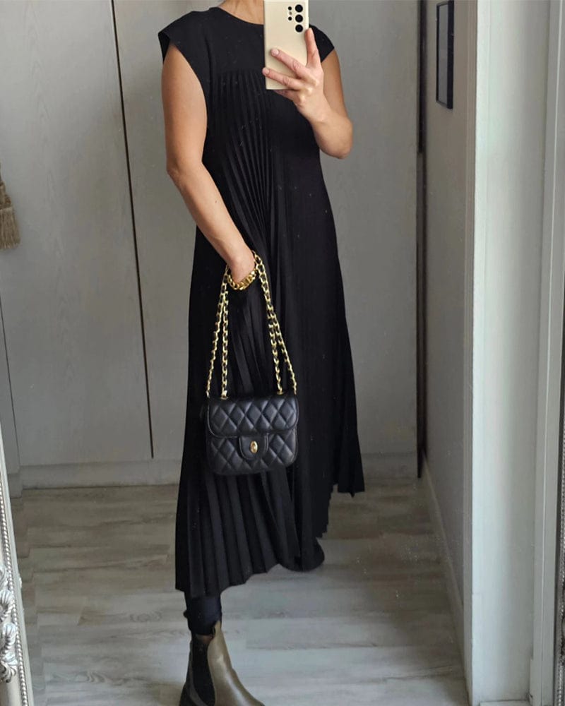 Pamela|Robe Sans manches Chic Plissé