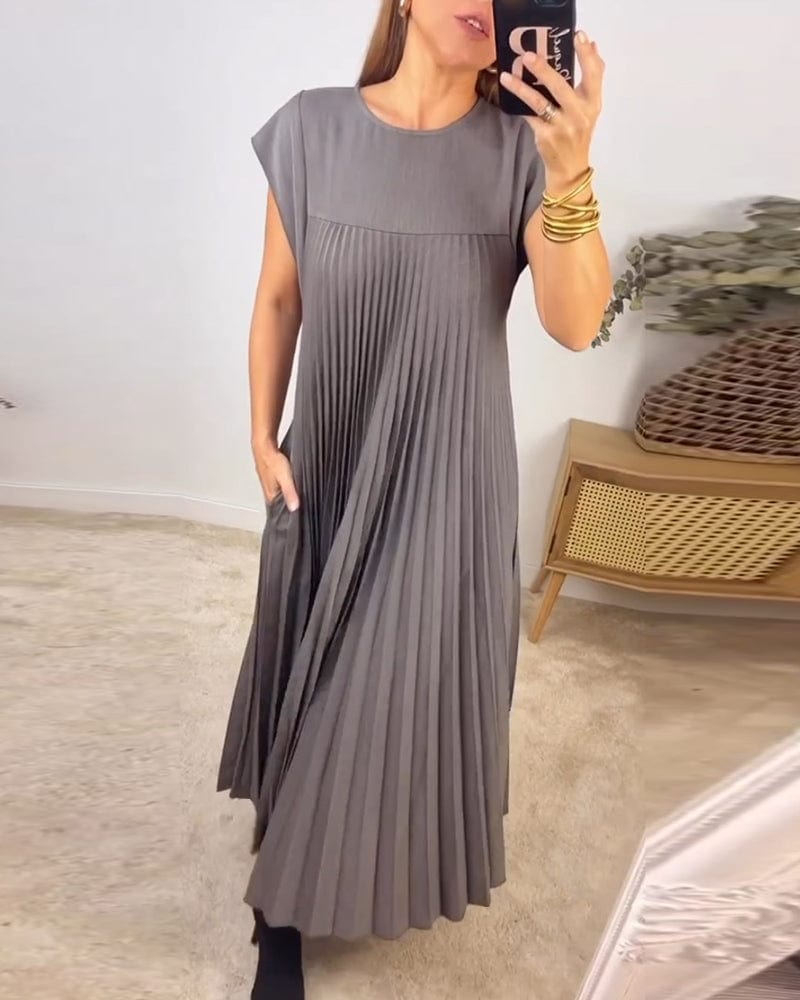 Pamela|Robe Sans manches Chic Plissé