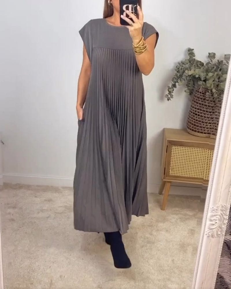 Pamela|Robe Sans manches Chic Plissé